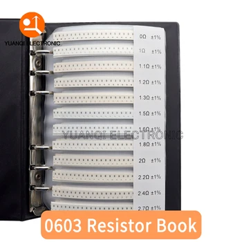 0603 1% SMD Чип-резистор Книга образцов 1/10 Вт 170 Значений Сопротивления Ассорти Комплект 0R-10 М Ом