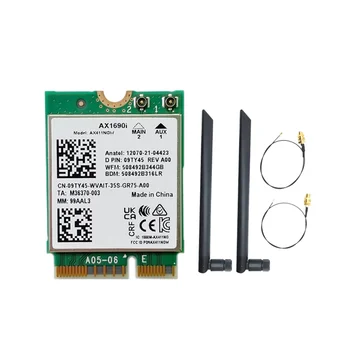 AX1690I WiFi Карта + антенна 2X8 дБ AX411 Wi-Fi 6E Скорость 2,4 Гбит/с 802.11Ax 2,4/5/6 ГГц Bluetooth 5,3 Беспроводной модуль