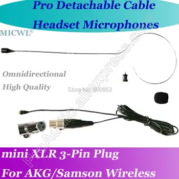 MICWL Микрофон com fone de ouvido para Mini 3Pin Гарнитура Микрофон для AKG Samson Gemini Wireless