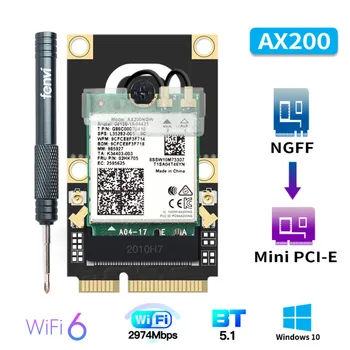 Mini adaptador sem fio 2974, BT5.1 Мбит/с mini pci-e Wi-Fi 6 intel ax200 placa wifi ax200ngw 802.11ax/ac 160 МГц 2,4 g/5g ja