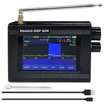 Версия 1.10D Малахитовый, 50K-200M 4M-2GHz Малахитовый DSP SDR приемник AM SSB Радиоприемник с 3,5-дюймовым ЖК-сенсорным экраном