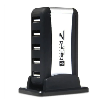 Прочный 7-портовый высокоскоростной USB 2.0-концентратор, портативный мини-разветвитель 5 В, разъем с базовым адаптером, блок питания для ПК, ноутбука