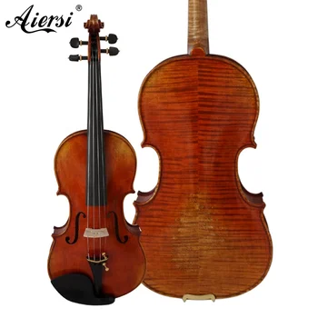 Скрипки ручной работы высокого уровня, продвинутые 4/4 Скрипки Aiersi, Античное Красно-коричневое пламя, кленовое дерево Для продажи