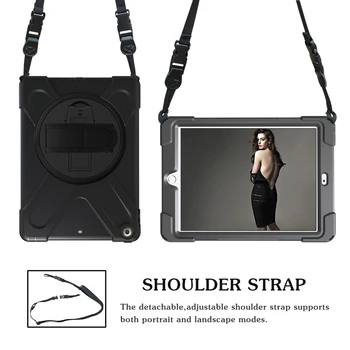 Чехол для iPad 2/3/4 3-слойный гибридный чехол для защиты от падения с вращающейся подставкой и ремешком для рук